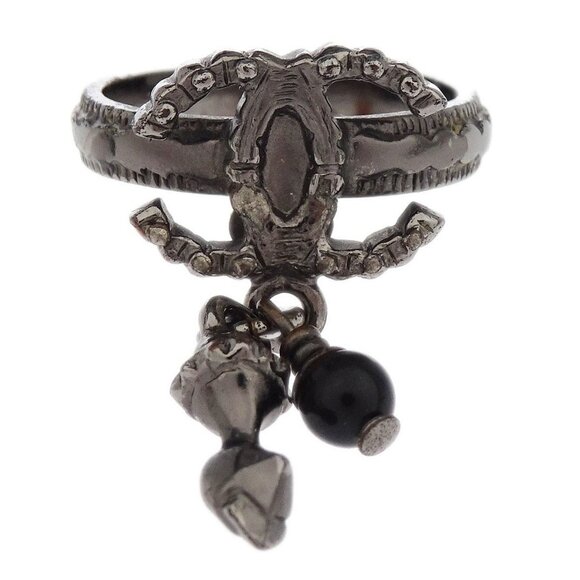 Chanel Ring Silver Dangle CC #50 A12A 154078 - Picture 1 of 4